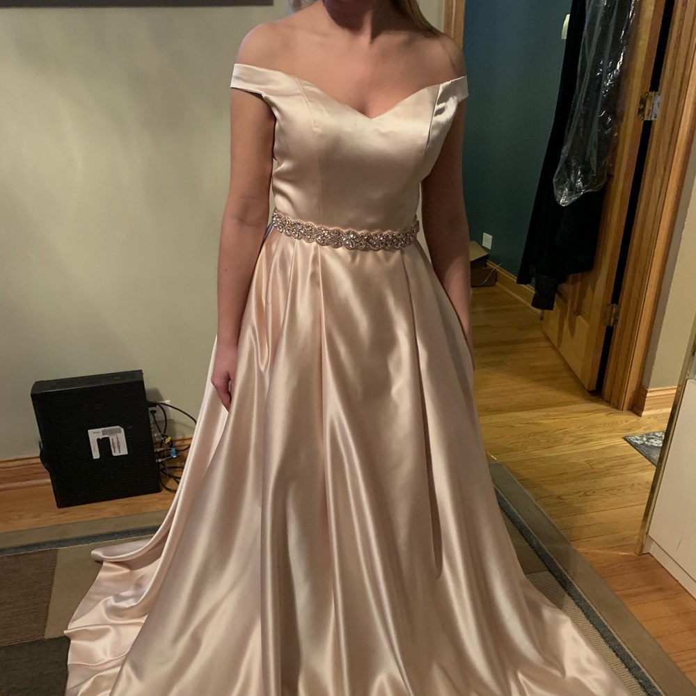 Satin Prom Dress Gown w/ A-line Princess lace back